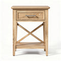 Wooden nightstand with drawer and open shelf in natural finish 50 x 40 x 60cm