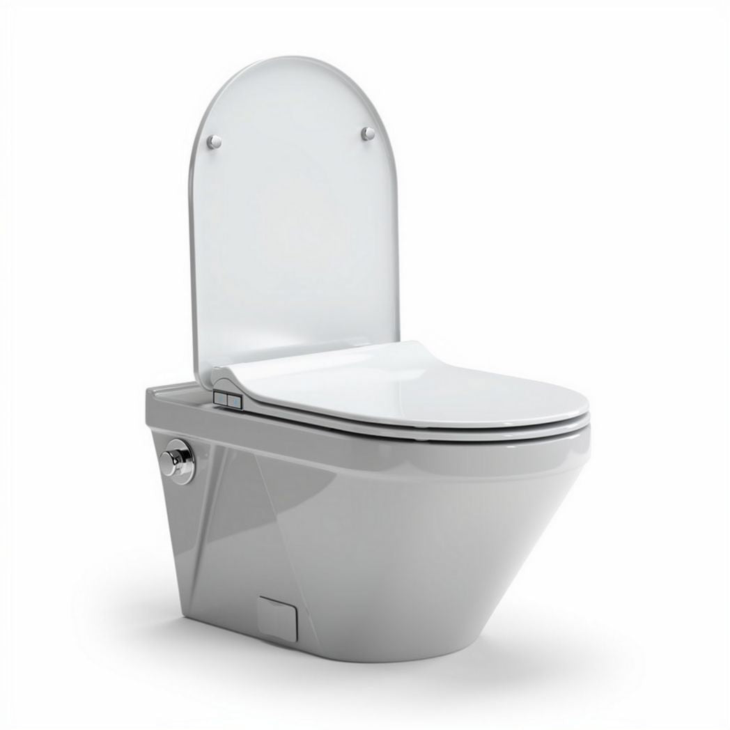 Wall-mounted toilet with integrated bidet function and slim design