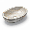 Oval marble sink with vein pattern and standard drain hole 50 x 35 x 15cm