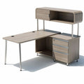 Wooden office desk with open shelf and storage drawers 150 x 75 x 120cm