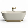 Freestanding bathtub with brushed gold faucet and matte cream finish 150 x 75 x 60cm