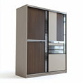 Sliding door storage cabinet with wood and metal finishes 150 x 60 x 200cm
