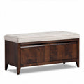 Wooden storage bench with padded cushion in espresso finish 100 x 40 x 45cm