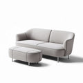 Fabric sofa set with ottoman in light gray 200 x 90 x 80cm