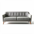 Mid-century modern fabric sofa with wooden legs in gray color 180 x 80 x 70cm
