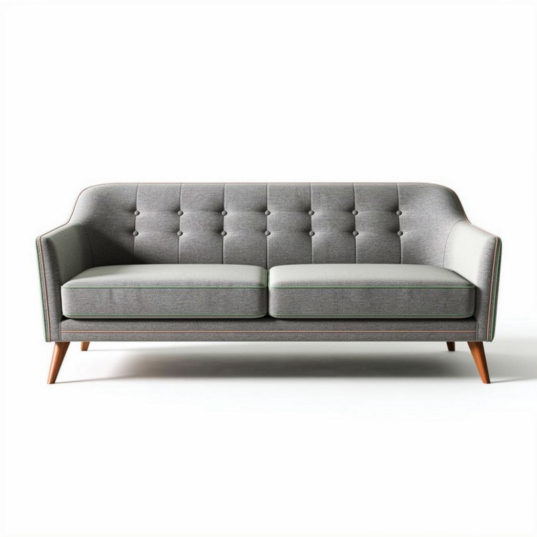Mid-century modern fabric sofa with wooden legs in gray color 180 x 80 x 70cm