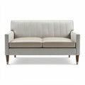 Modern two-seater sofa in light gray fabric with wooden legs 180 x 90 x 80cm