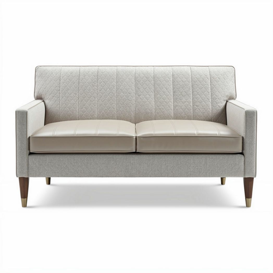 Modern two-seater sofa in light gray fabric with wooden legs 180 x 90 x 80cm