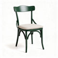 Wooden dining chair with green finish and beige cushion seat 45 x 45 x 85cm